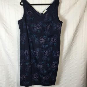 Amanda Smith Woman Floral Embroidered Dress Navy Blue Size 20W V-Neck
